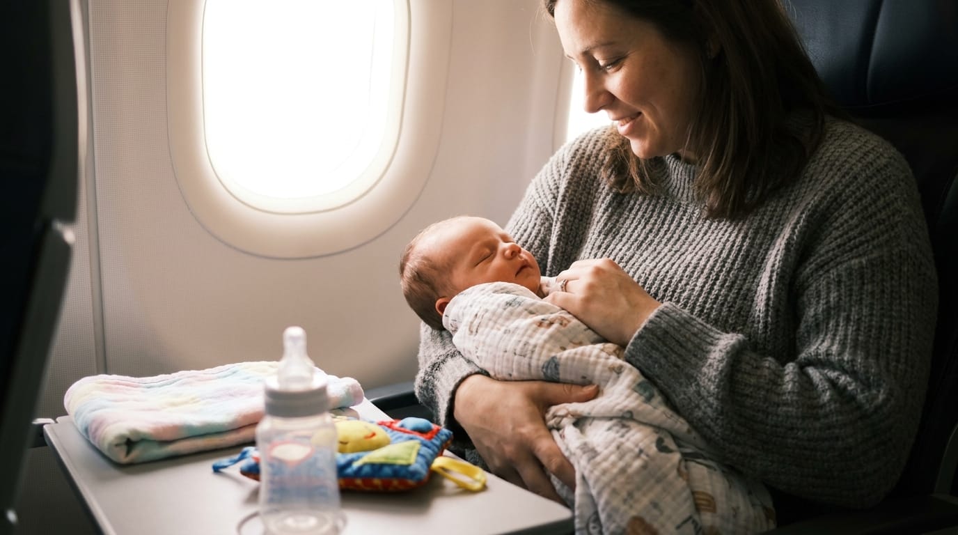 Tips for traveling with newborn on airplane